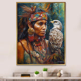 Native Woman With Magical Owl - Owl Wall Decor