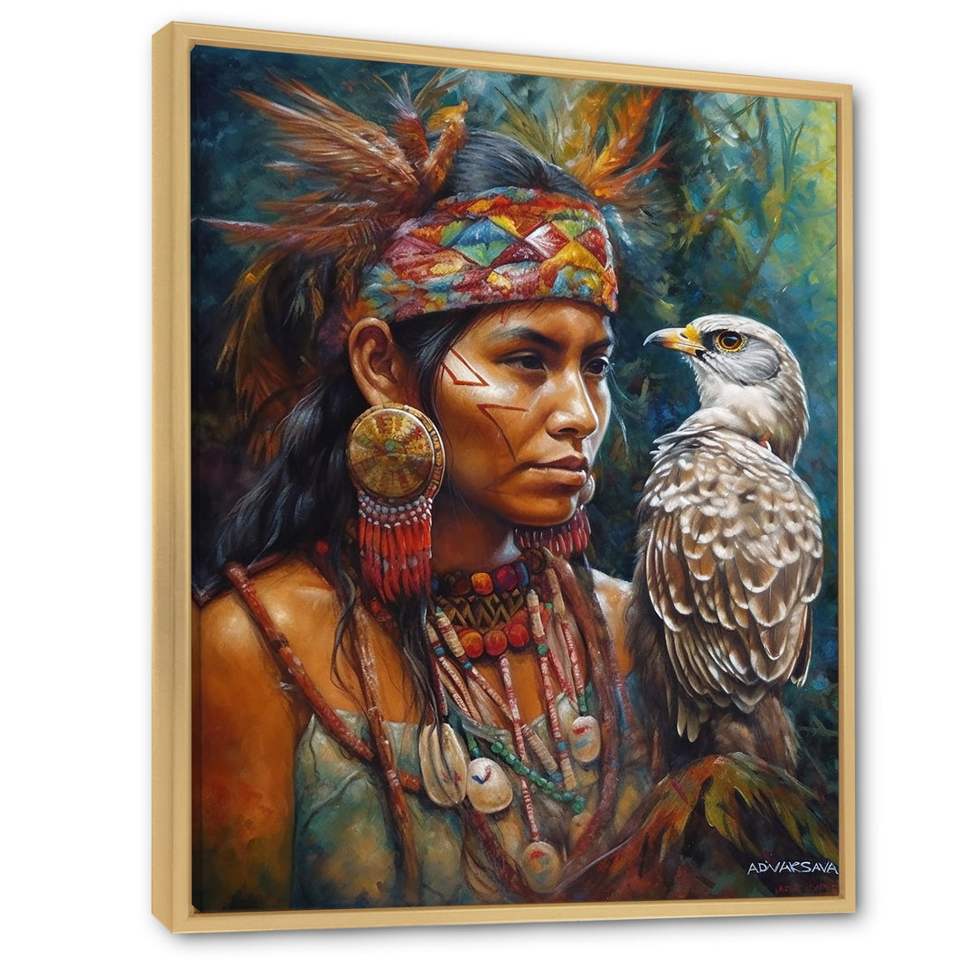 Native Woman With Magical Owl - Owl Wall Decor