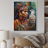 Native Woman With Magical Owl - Owl Wall Decor