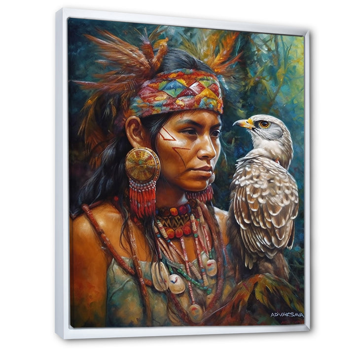 Native Woman With Magical Owl - Owl Wall Decor