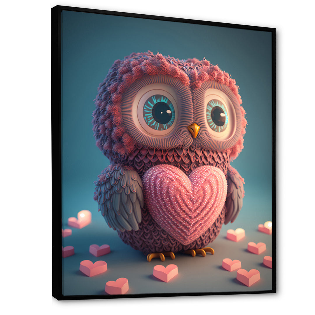 Cute Litte Knitted Pink Heart Owl - Owl Home Decor Art