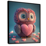 Cute Litte Knitted Pink Heart Owl - Owl Home Decor Art