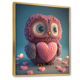 Cute Litte Knitted Pink Heart Owl - Owl Home Decor Art