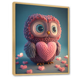 Cute Litte Knitted Pink Heart Owl - Owl Home Decor Art