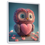 Cute Litte Knitted Pink Heart Owl - Owl Home Decor Art