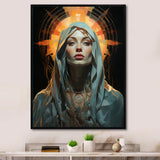 Radiant Portrait Of Holy Mary - Owl Canvas Wall Art