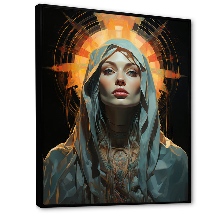 Radiant Portrait Of Holy Mary - Owl Canvas Wall Art