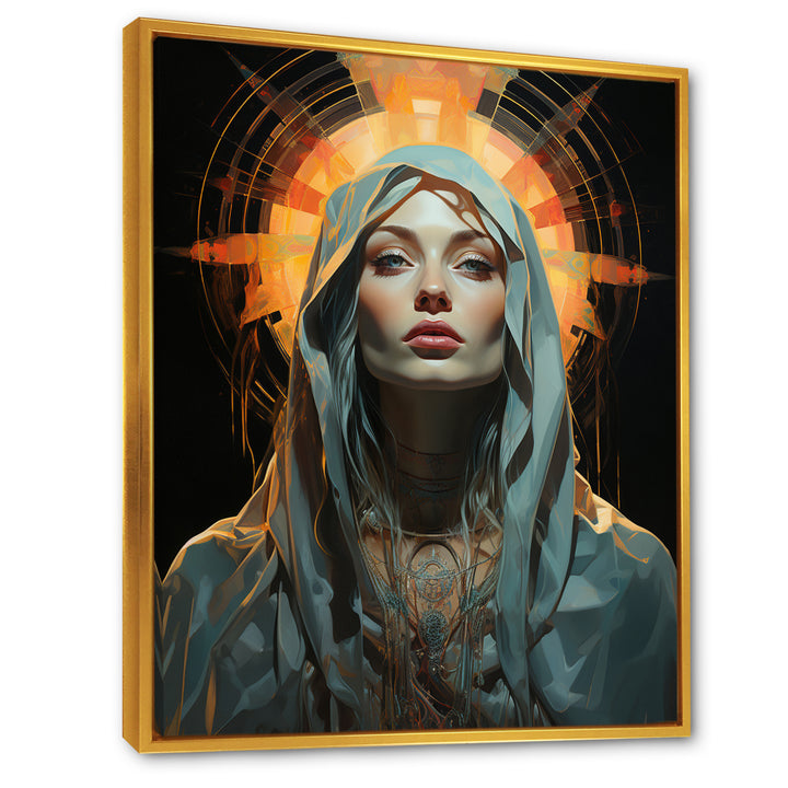 Radiant Portrait Of Holy Mary - Owl Canvas Wall Art
