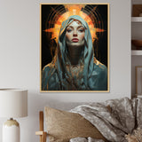 Radiant Portrait Of Holy Mary - Owl Canvas Wall Art