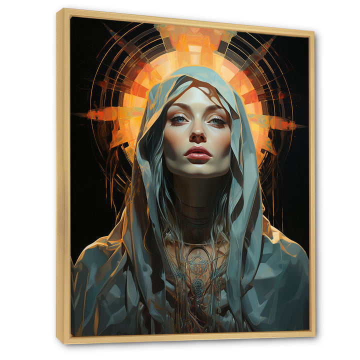 Radiant Portrait Of Holy Mary - Owl Canvas Wall Art