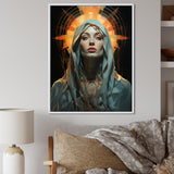 Radiant Portrait Of Holy Mary - Owl Canvas Wall Art