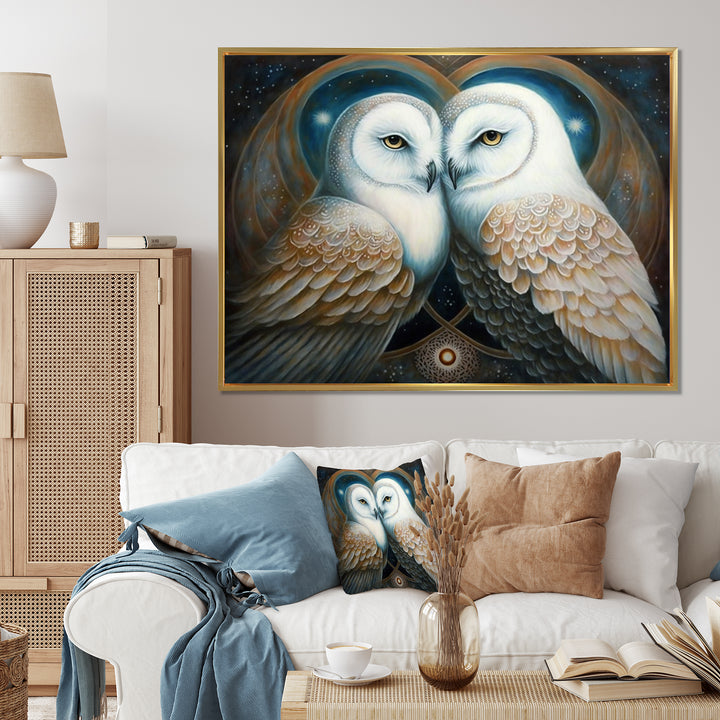 White Owls in love - Owl Wall Decor