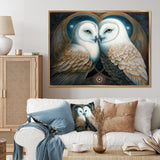 White Owls in love - Owl Wall Decor