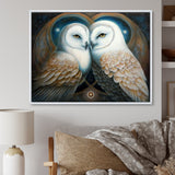 White Owls in love - Owl Wall Decor