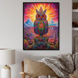Portrait Of Purple Shamanic Owl Mexican Dessert - Owl Wall Decor