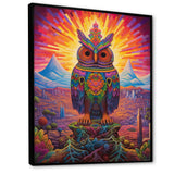 Portrait Of Purple Shamanic Owl Mexican Dessert - Owl Wall Decor