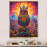 Portrait Of Purple Shamanic Owl Mexican Dessert - Owl Wall Decor