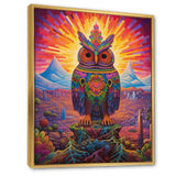 Portrait Of Purple Shamanic Owl Mexican Dessert - Owl Wall Decor