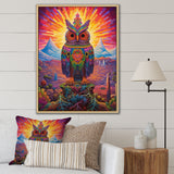 Portrait Of Purple Shamanic Owl Mexican Dessert - Owl Wall Decor
