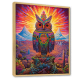 Portrait Of Purple Shamanic Owl Mexican Dessert - Owl Wall Decor