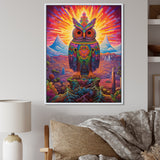 Portrait Of Purple Shamanic Owl Mexican Dessert - Owl Wall Decor