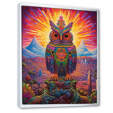 Portrait Of Purple Shamanic Owl Mexican Dessert - Owl Wall Decor