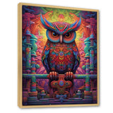 Purple Yellow Colorful Owl gaze - Purple Owl Wall Art