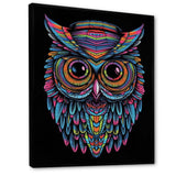 Psychedelic Owl Portrait On Black - Owl Home Decor Art