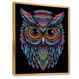 Psychedelic Owl Portrait On Black - Owl Home Decor Art