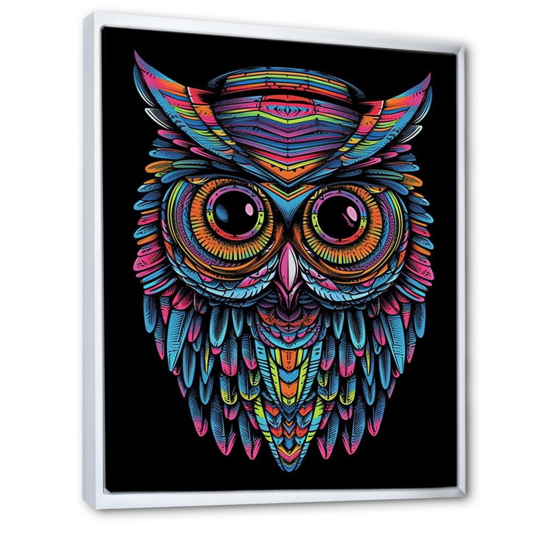 Psychedelic Owl Portrait On Black - Owl Home Decor Art