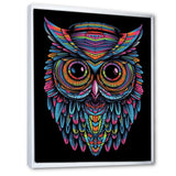 Psychedelic Owl Portrait On Black - Owl Home Decor Art