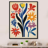 Abstract Retro Flowers In Blue Yellow Black - Owl Bedroom Wall Art