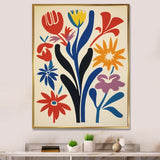 Abstract Retro Flowers In Blue Yellow Black - Owl Bedroom Wall Art
