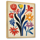Abstract Retro Flowers In Blue Yellow Black - Owl Bedroom Wall Art