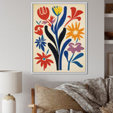 Abstract Retro Flowers In Blue Yellow Black - Owl Bedroom Wall Art