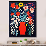 Retro Bouquet Wildflowers In Red Vase - Owl Canvas Wall Art