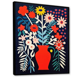 Retro Bouquet Wildflowers In Red Vase - Owl Canvas Wall Art