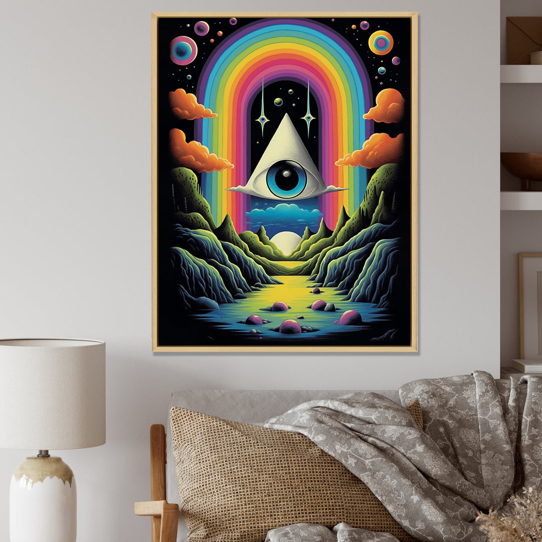 Eye Of Consciousness Surrealistic Landscape - Owl Canvas Wall Art
