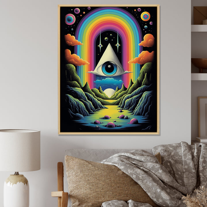 Eye Of Consciousness Surrealistic Landscape - Owl Canvas Wall Art