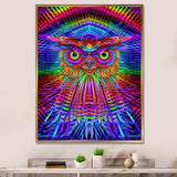 Psychedelic Rainbow Owl Portrait - Owl Wall Decor