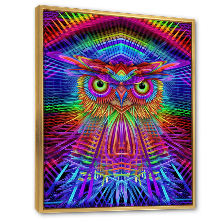 Psychedelic Rainbow Owl Portrait - Owl Wall Decor