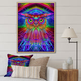 Psychedelic Rainbow Owl Portrait - Owl Wall Decor