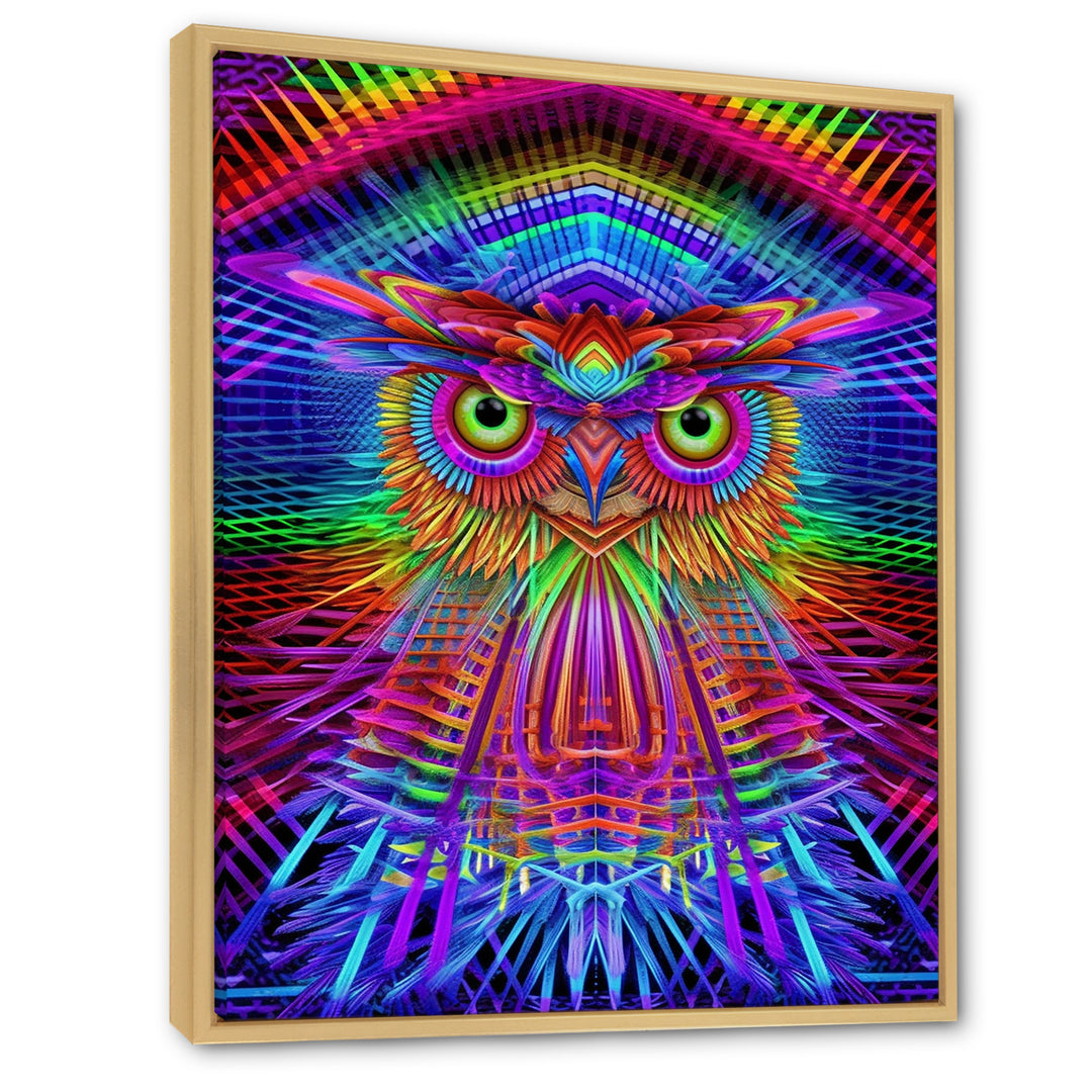 Psychedelic Rainbow Owl Portrait - Owl Wall Decor