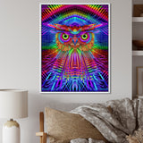 Psychedelic Rainbow Owl Portrait - Owl Wall Decor