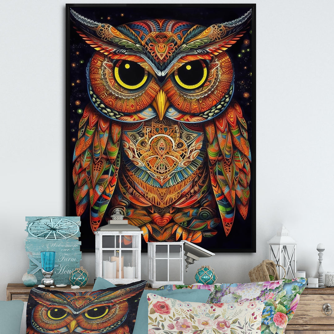 Brown Yellow Wisdom in Colors - Brown Owl Wall Art