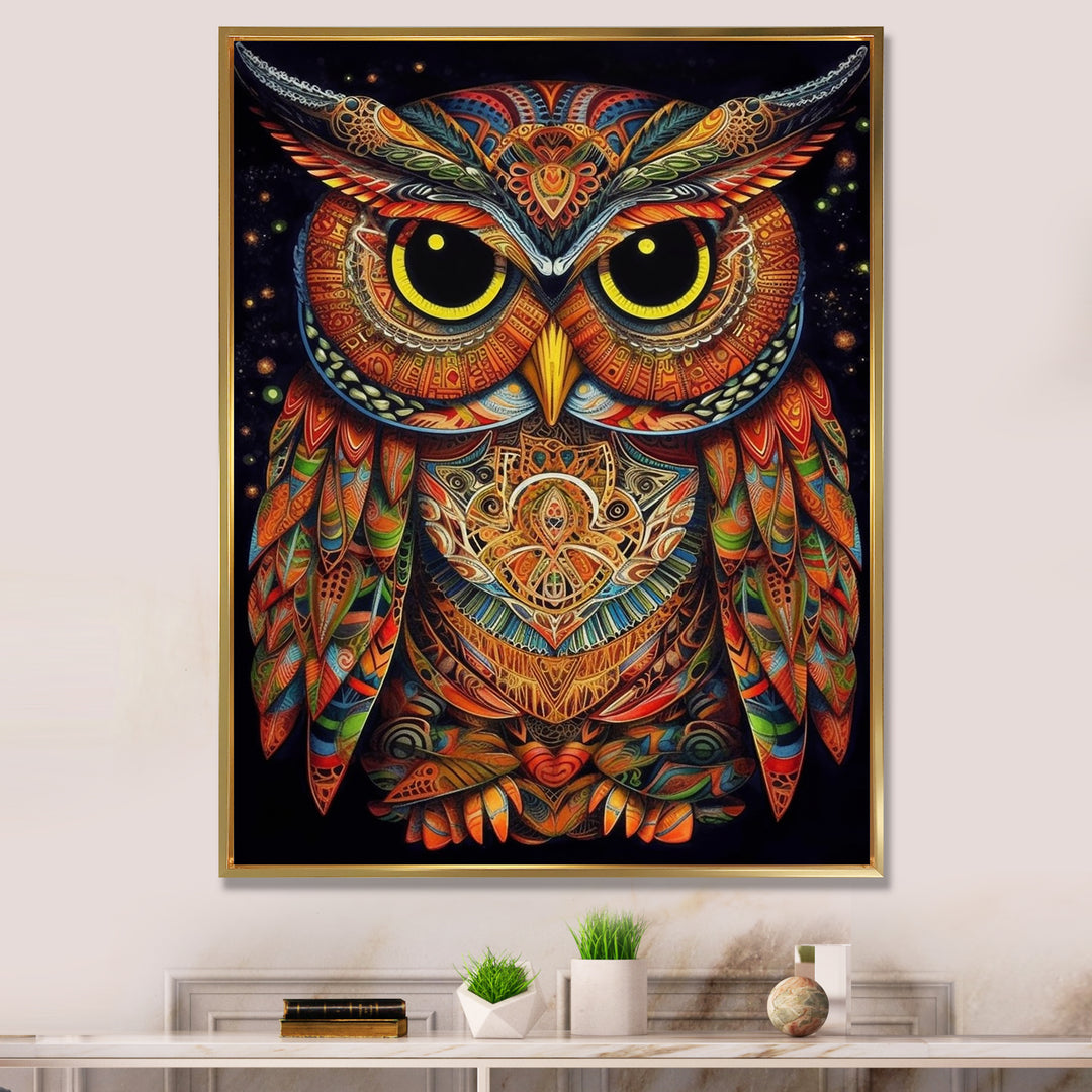 Brown Yellow Wisdom in Colors - Brown Owl Wall Art