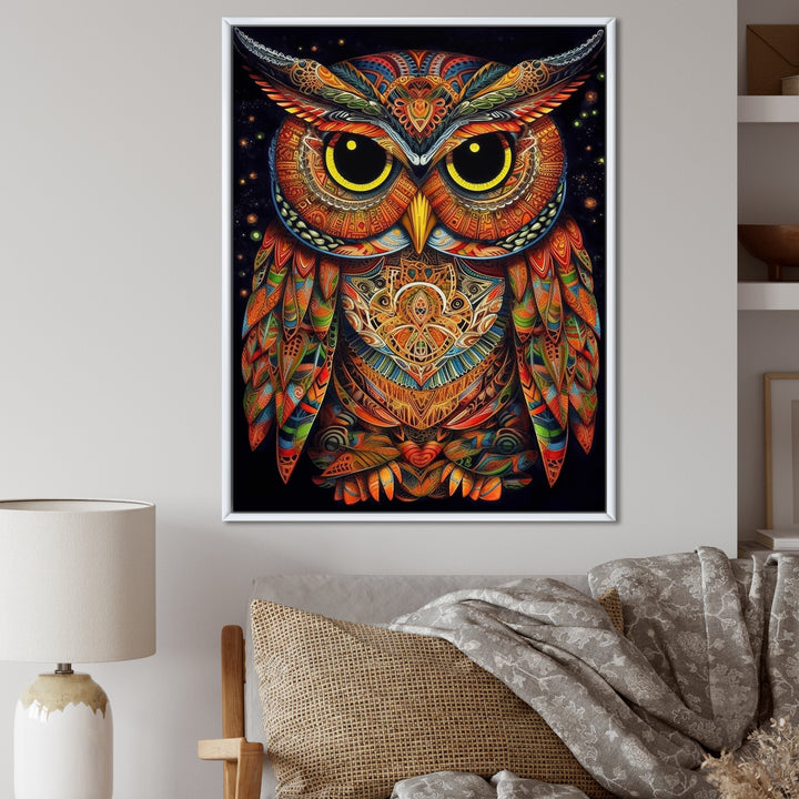 Brown Yellow Wisdom in Colors - Brown Owl Wall Art
