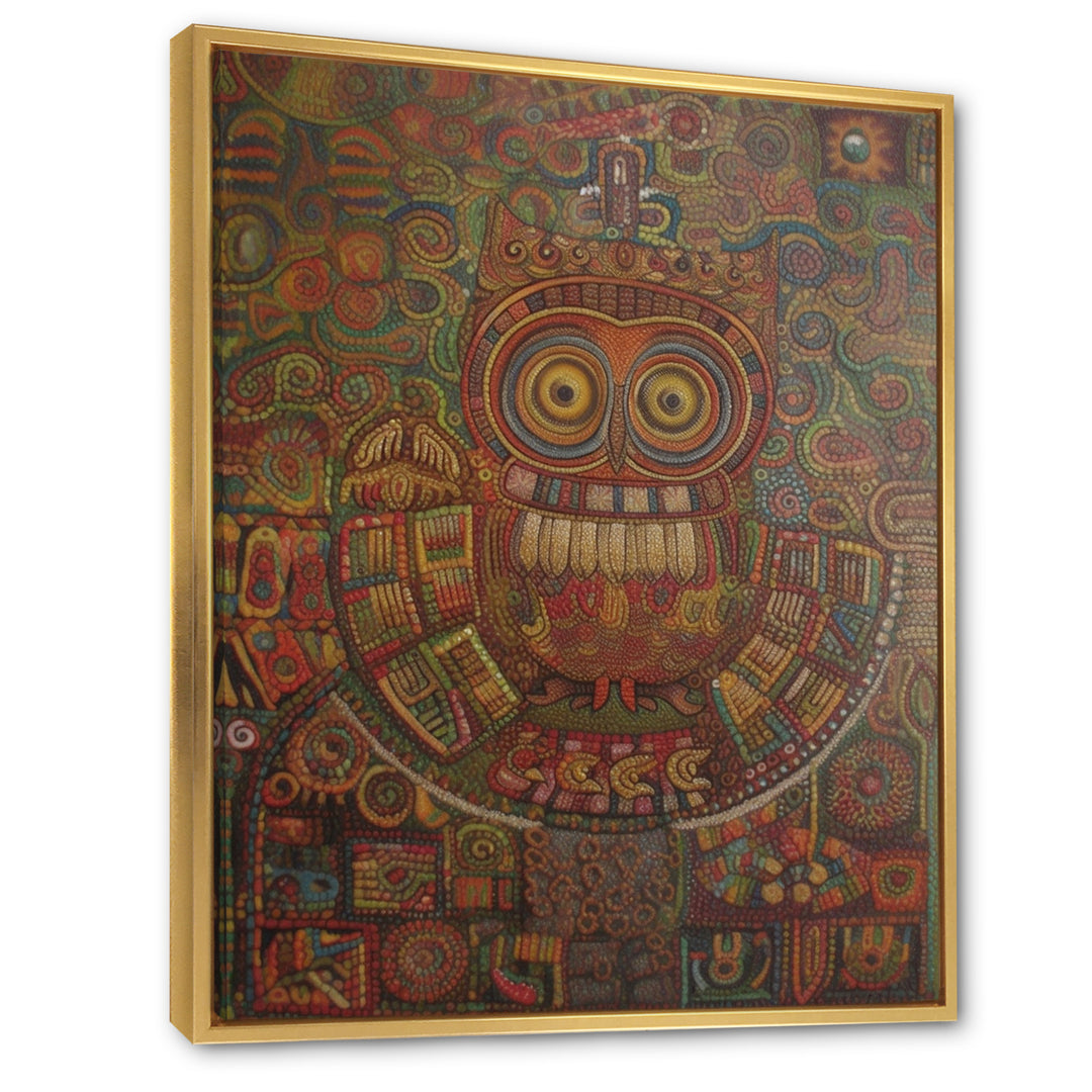 Tribal Portrait Of Owl - Brown Owl Wall Art