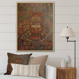 Tribal Portrait Of Owl - Brown Owl Wall Art