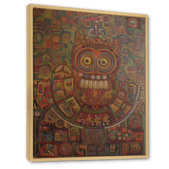 Tribal Portrait Of Owl - Brown Owl Wall Art
